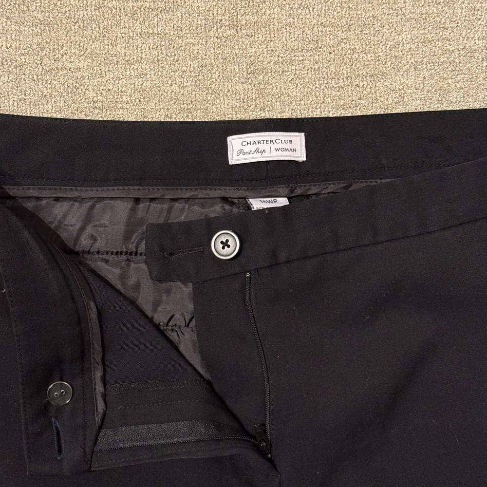 Classic Minimalist Black Slacks - Charter Club (Size 16WP) - Picture 3 of 6